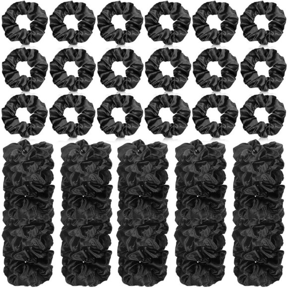 Silk Satin Hair Scrunchies 80 pcs Elastic Bands Large Ponytail Hair Accessories